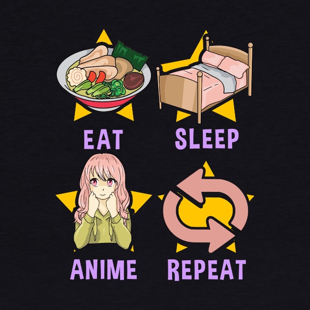 Cute Eat Sleep Anime Repeat Funny Anime Obsessed by theperfectpresents